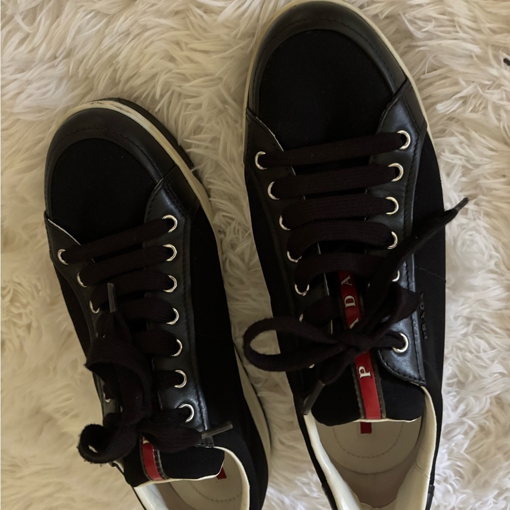 Prada Black and Red Casual Sneakers